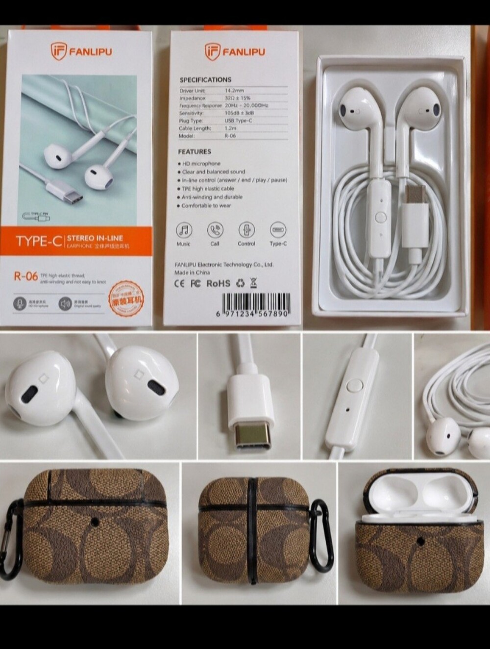 Type-C White Earbuds with Carrying Case